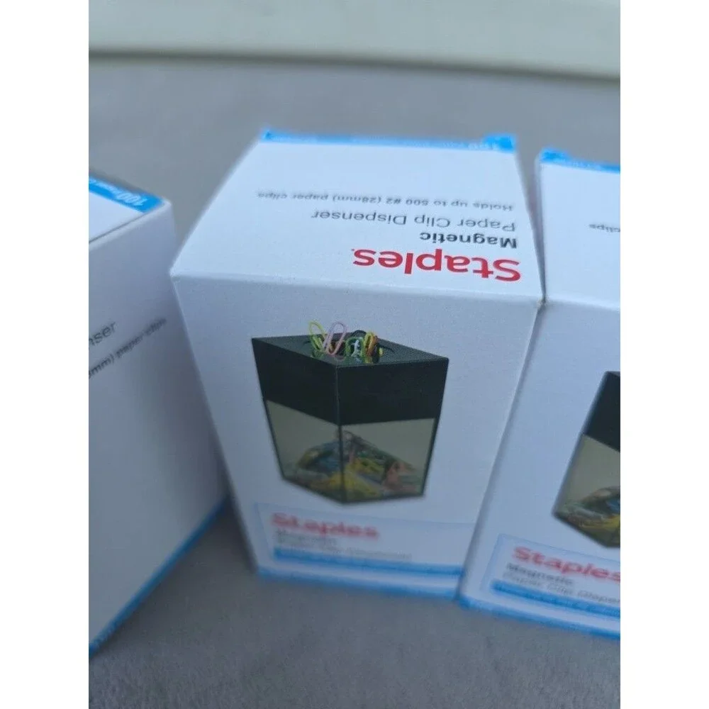 Staples Large Paper Clip Dispenser 300 Clip Capacity Clr/Blk 4.5x2.25x2.25 Lot 3